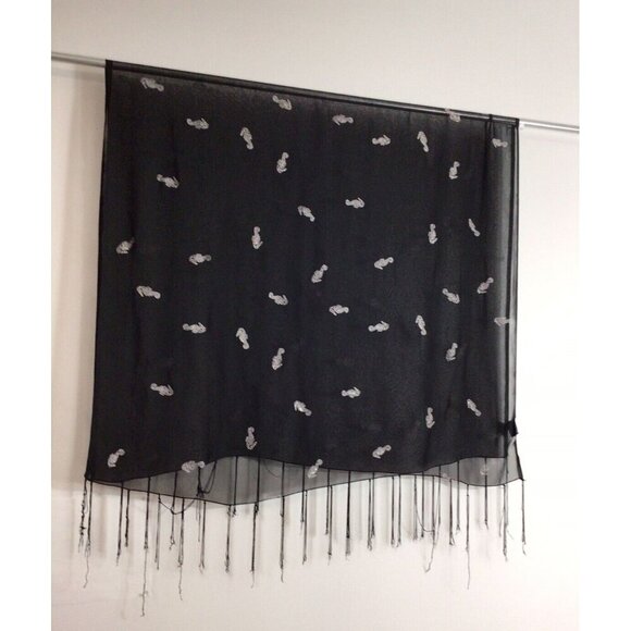 Aremar Black Seahorse Scarf Sarong - Picture 1 of 6